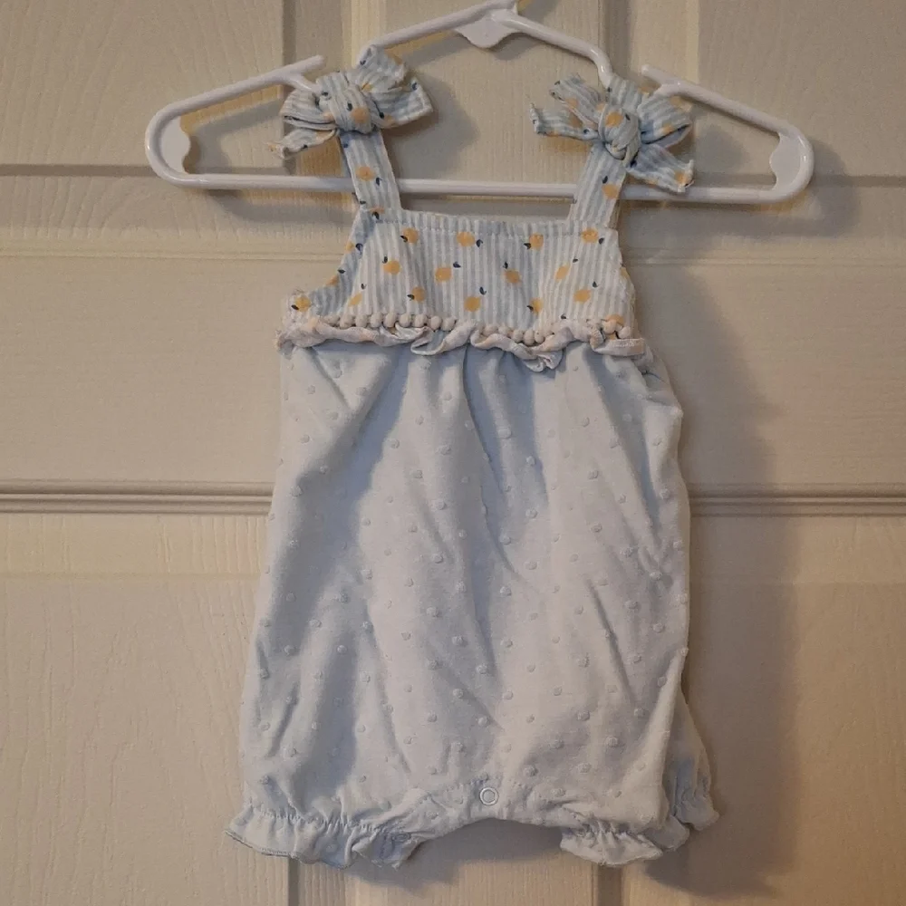 Emily and Oliver Baby Blue Striped Romper